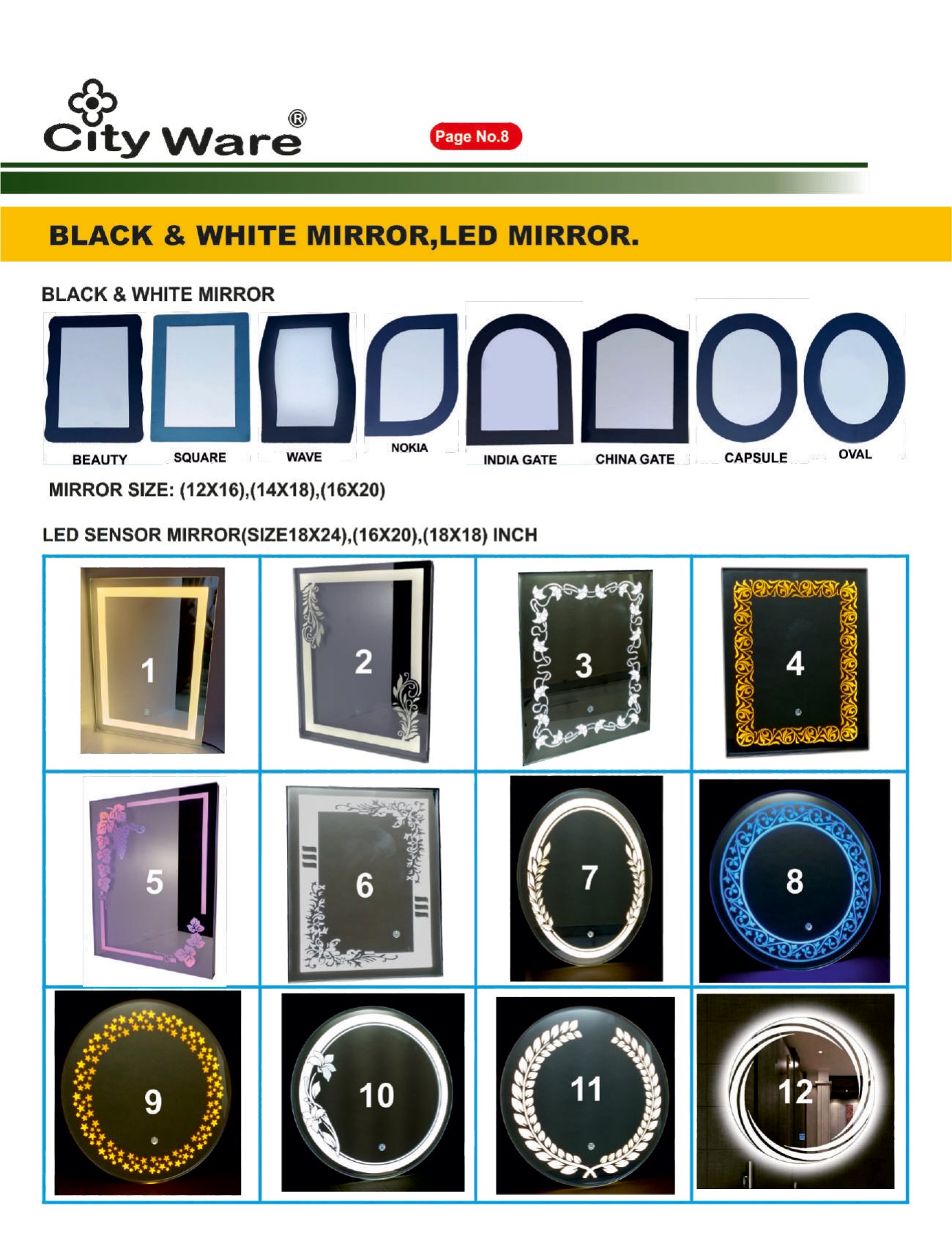 Black & White Mirror, LED Mirror